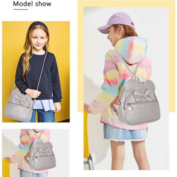 Bowknot Polka Dot Mini Backpack And Convertible Shoulder Bag Purse for Women - Picture 7 of 7